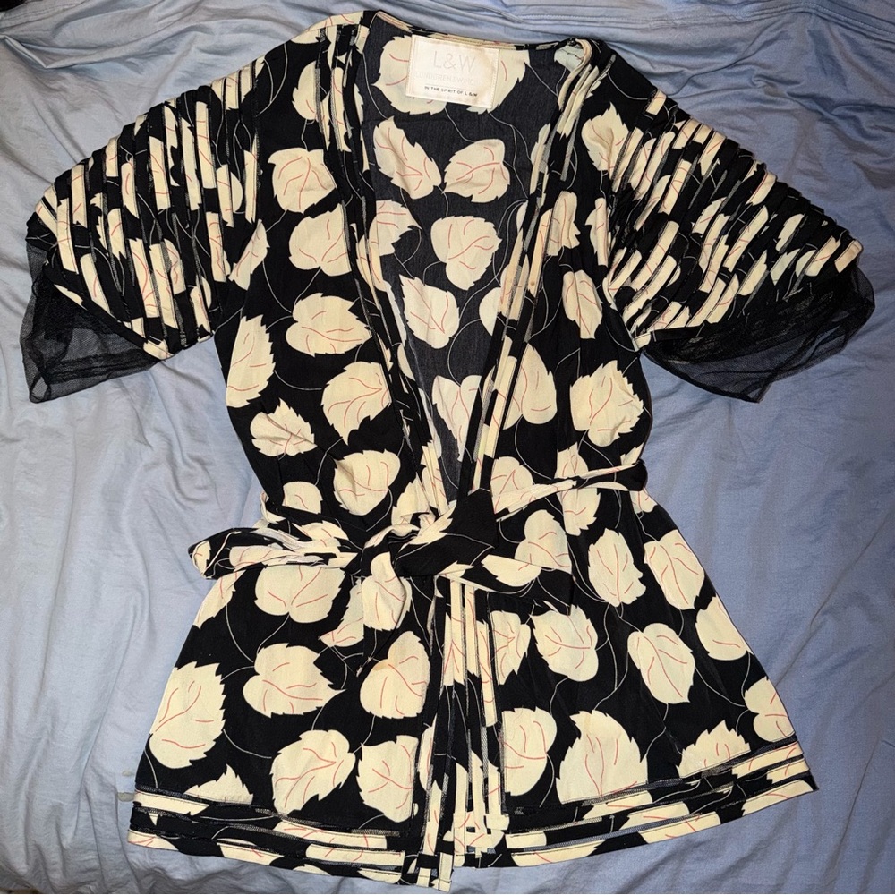 Vintage 80s L&W Silk Wrap Blouse Statement Sleeves